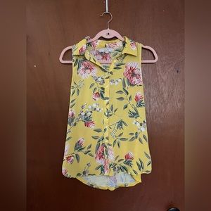 EUC LOFT XXSP Floral Collared button up blouse